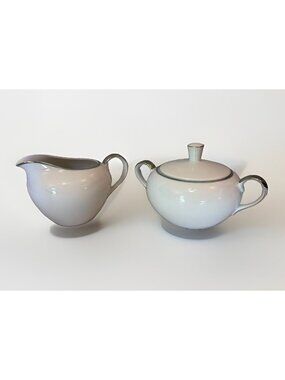 Style House Fine China Moon Glow Creamer And Sugar Bowl Platinum